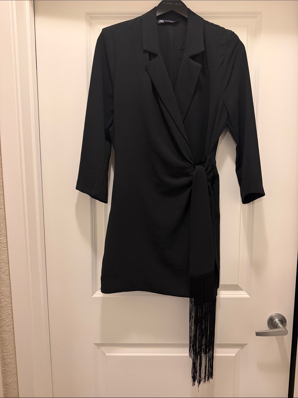 Black Wrap overalls with Fringe Detail - Women